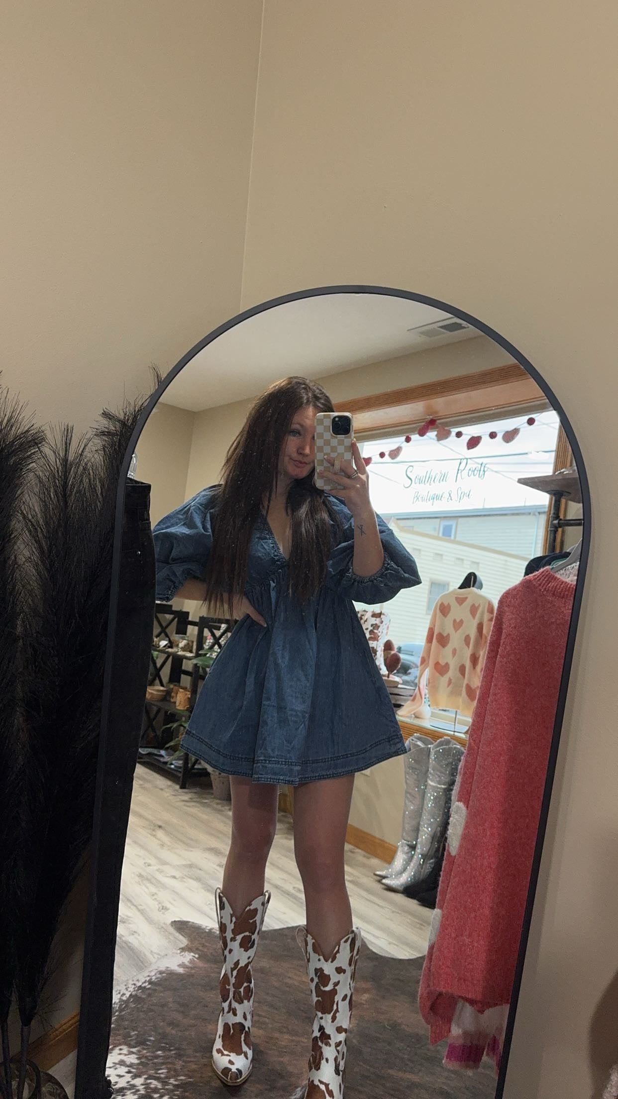 cowgirl short denim dress