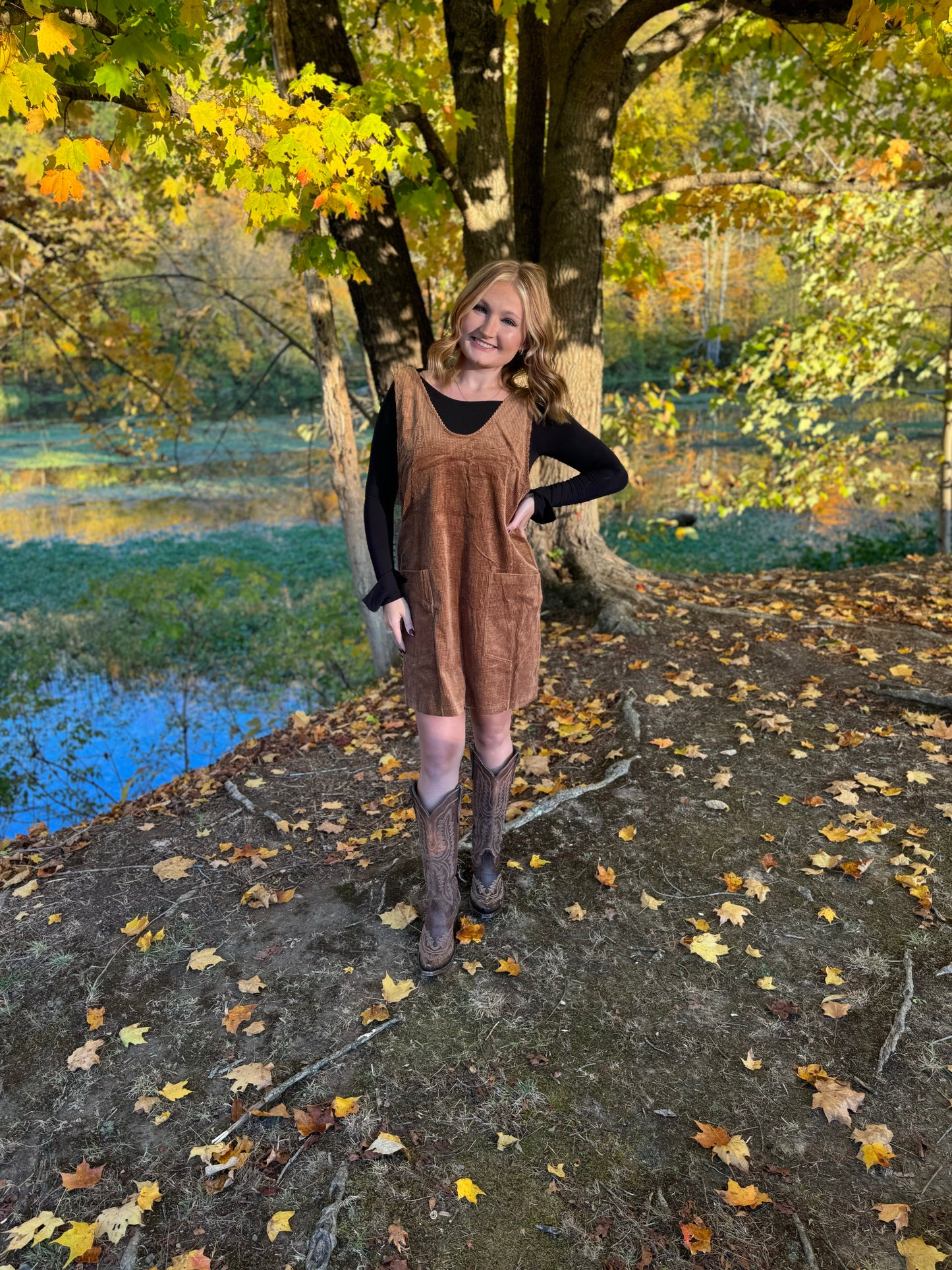 casual overall corduroy dress