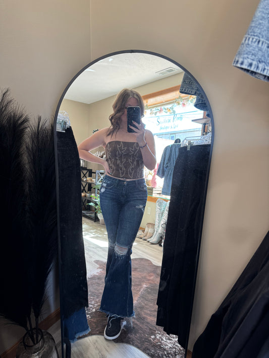 leather brown western corset top