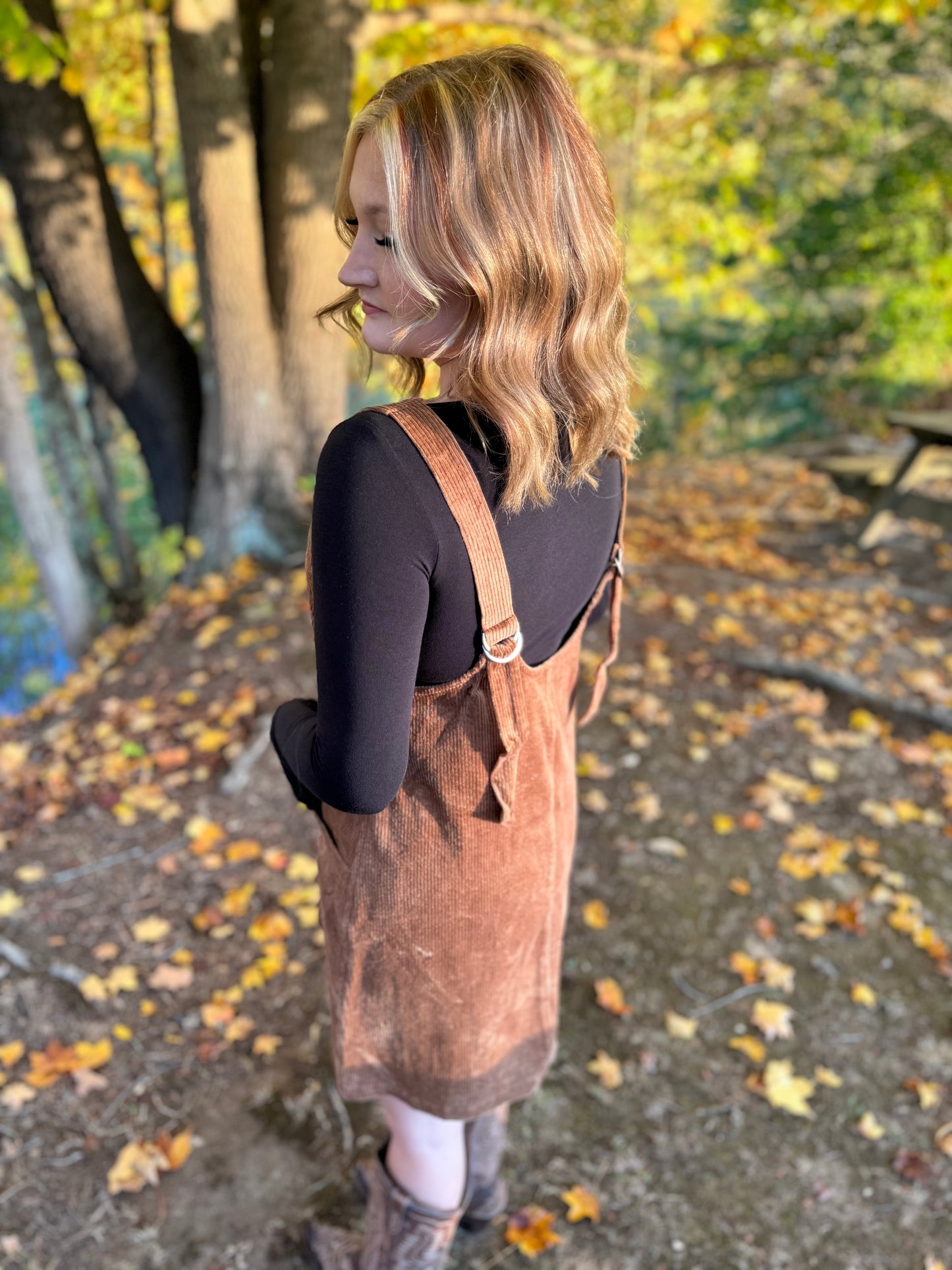 casual overall corduroy dress