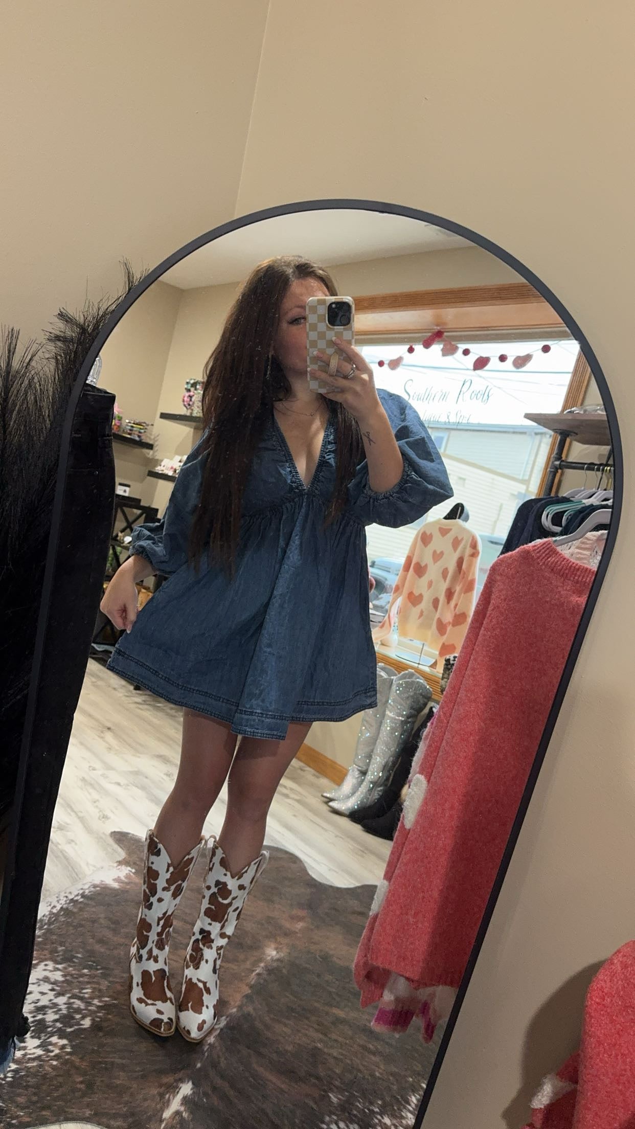 cowgirl short denim dress