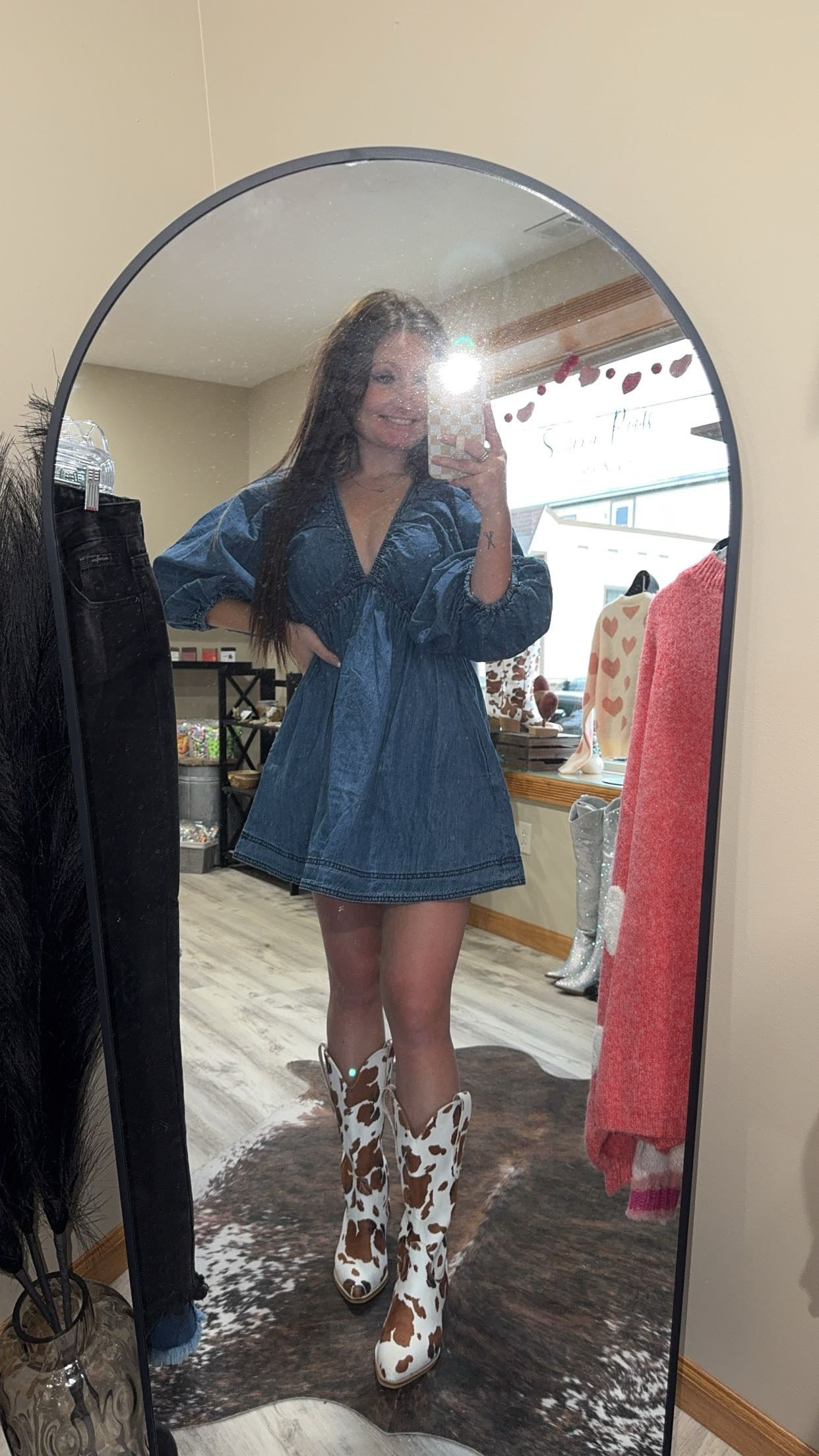 cowgirl short denim dress