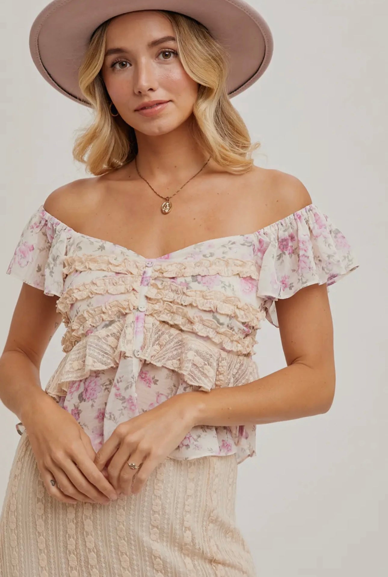 floral ruffle lace top