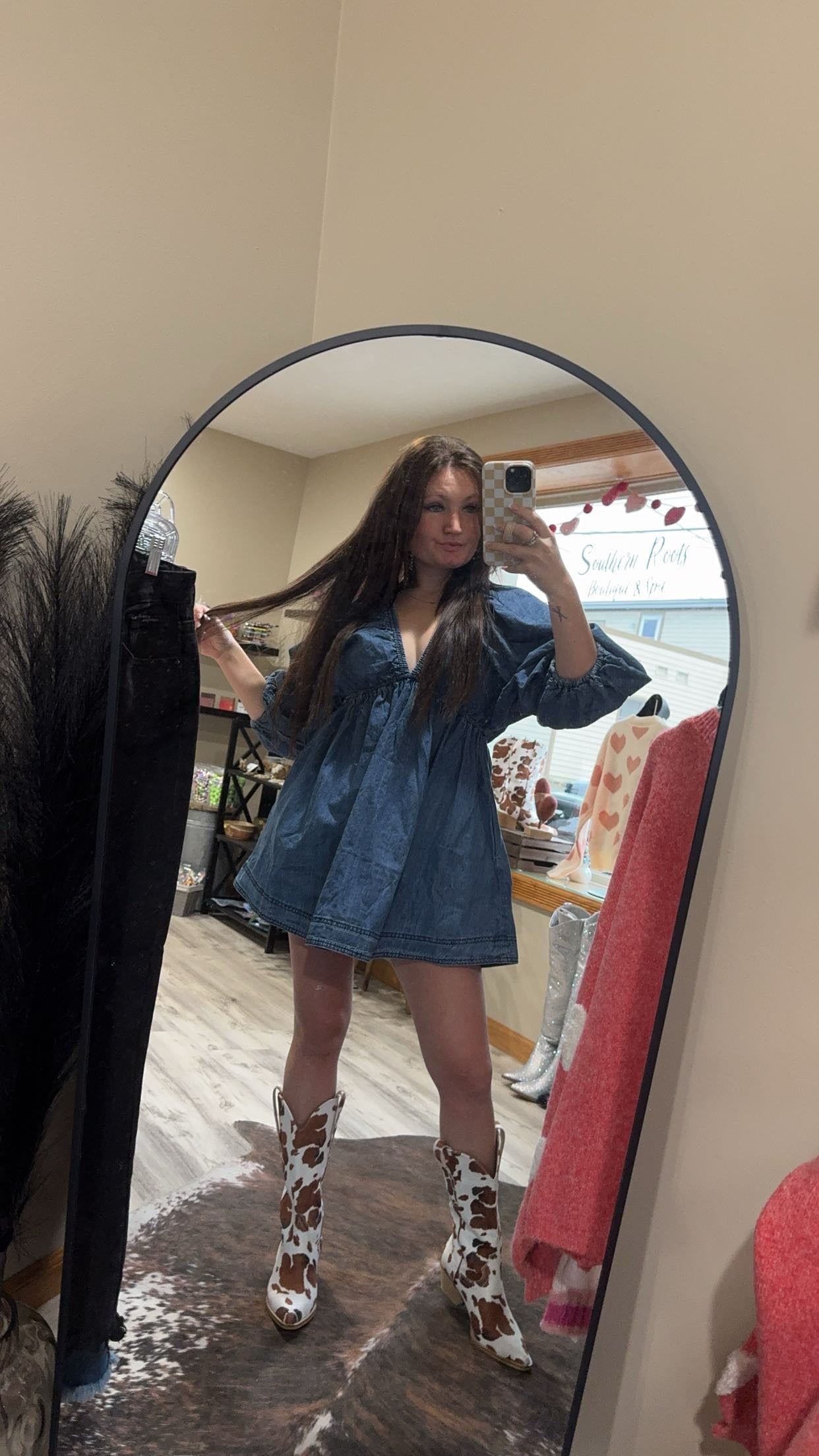 cowgirl short denim dress