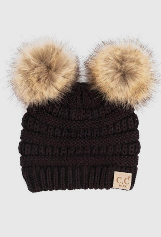 Black Baby Pom Pom Beanie