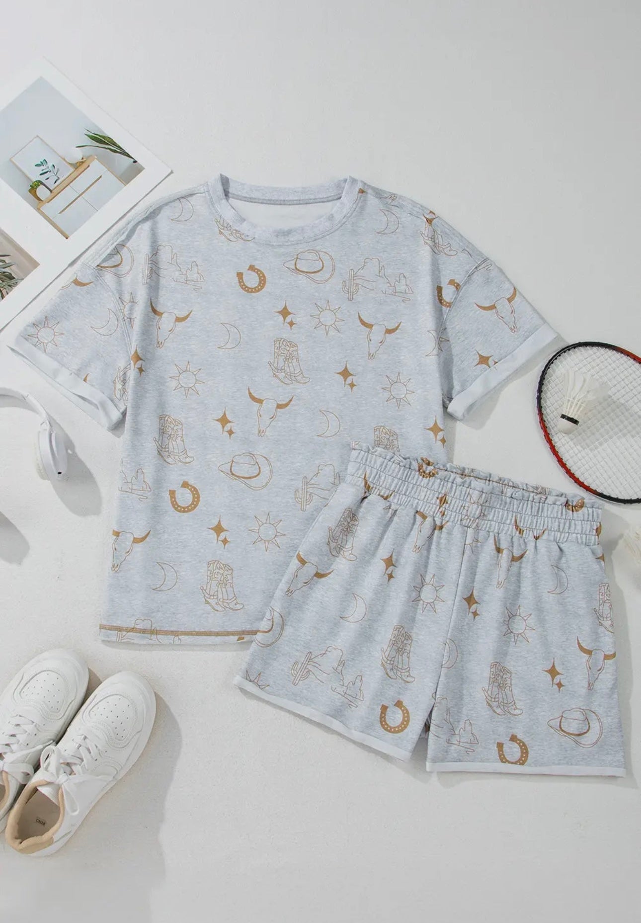 western t-shirt & short set