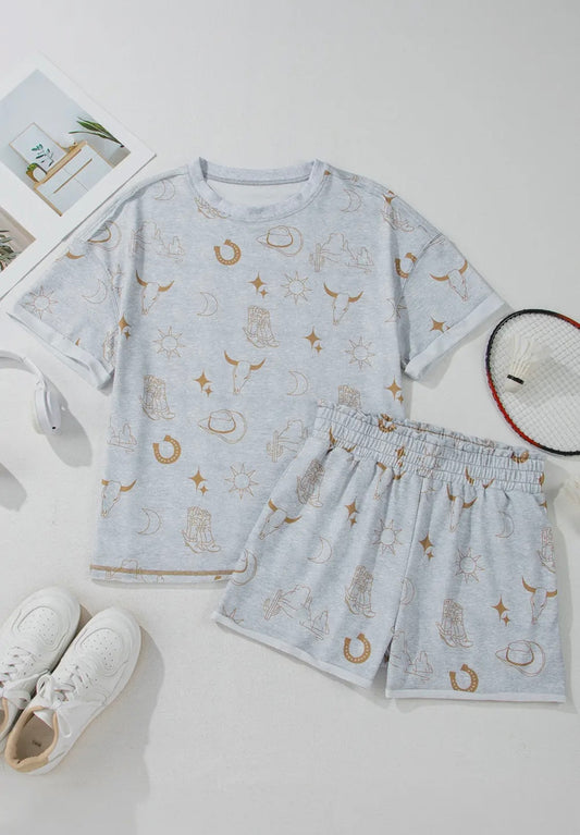 western t-shirt & short set