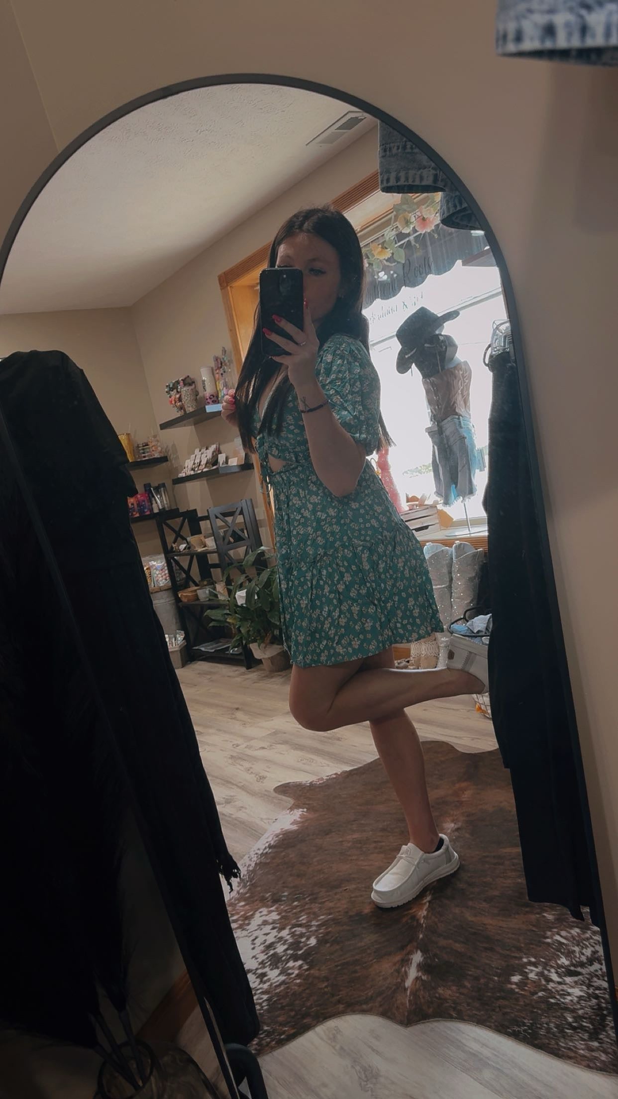 teal flower dress