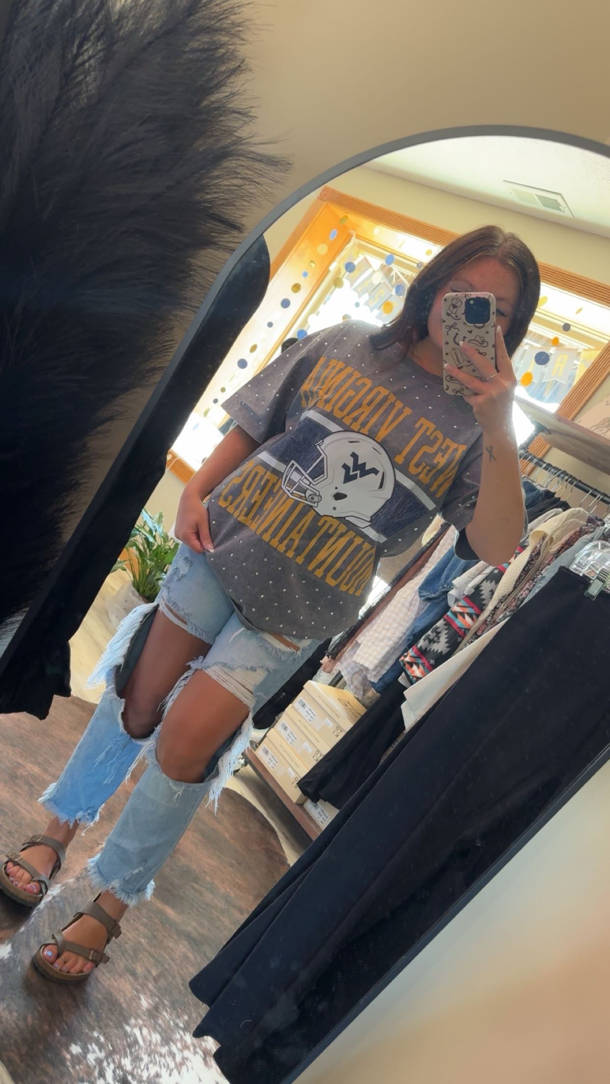 WV rhinestone oversized tee