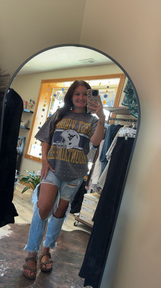 WV rhinestone oversized tee