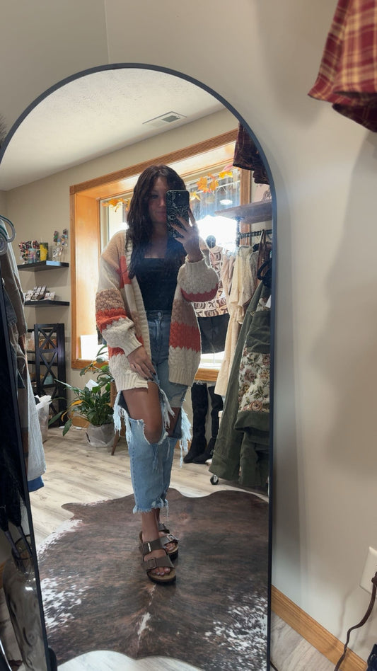 fall orange cardigan