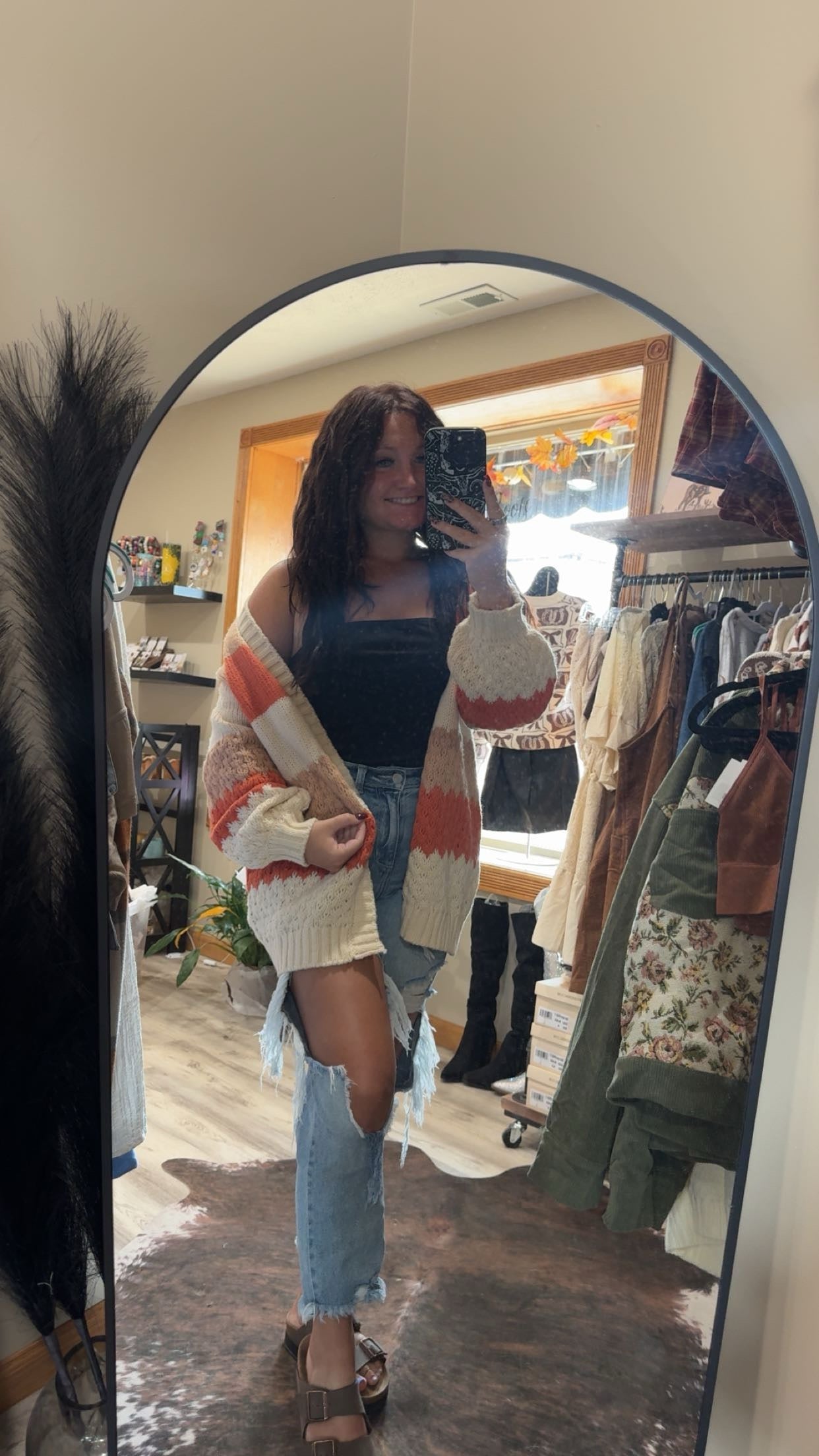 fall orange cardigan