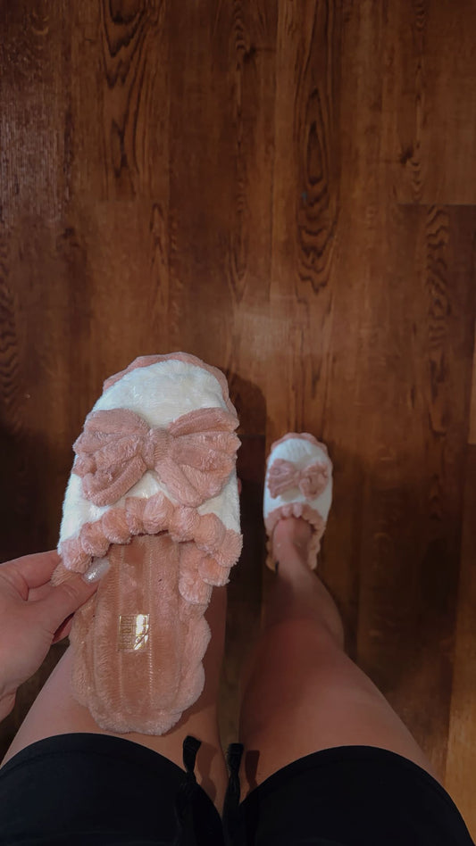 pink bow slippers