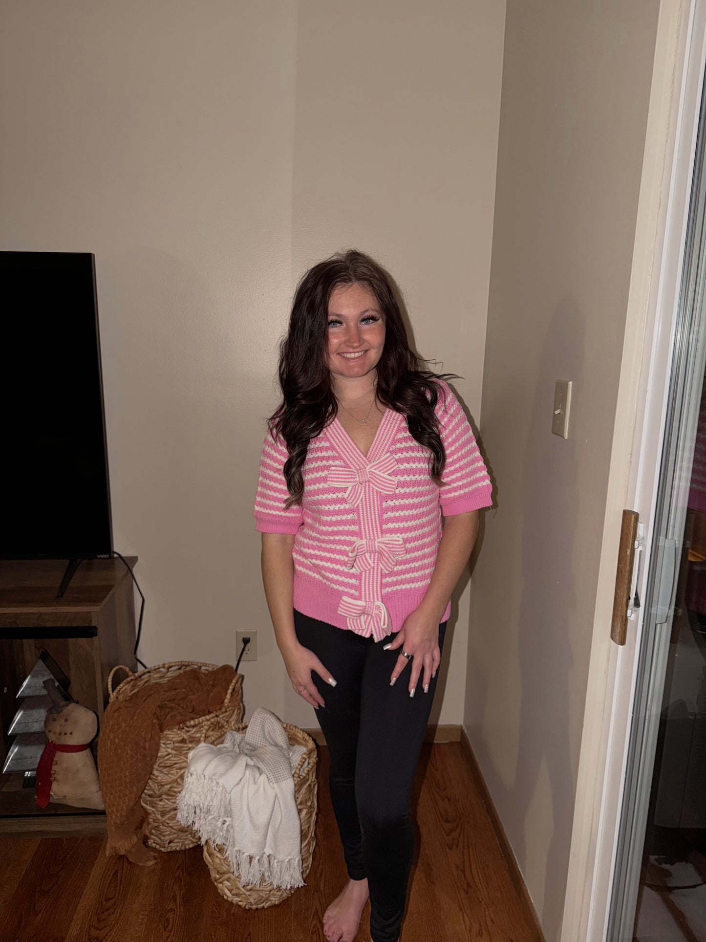 stripe knit bow sweater