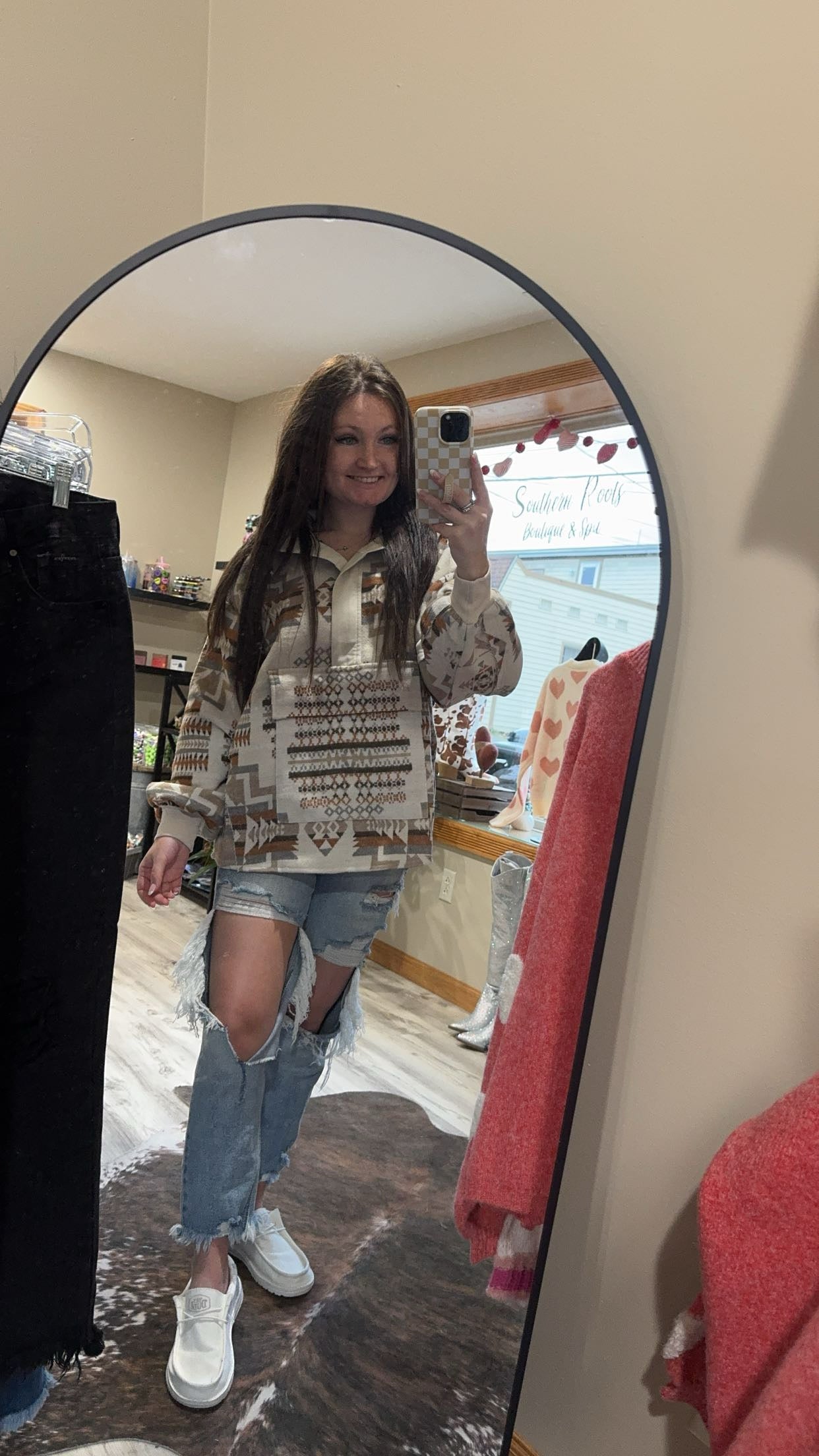 aztec neck pullover