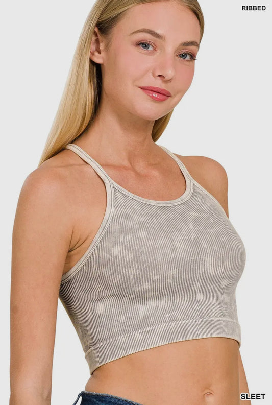 Washed Seamless Cropped Cami Top