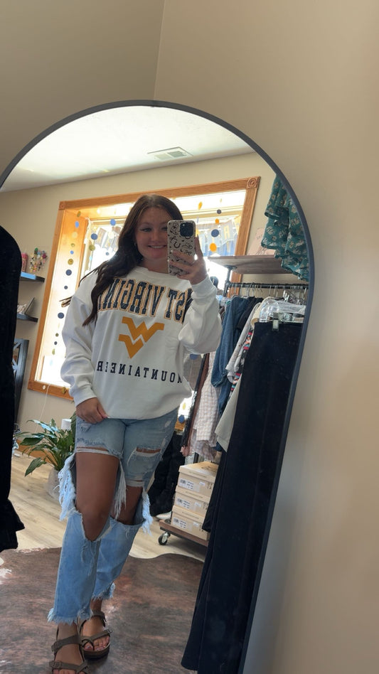 WVU white crewneck