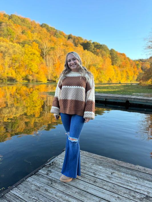 brown cable knit sweater