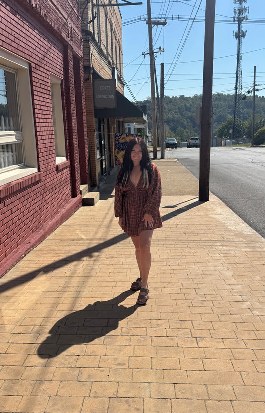 plaid v-neck romper