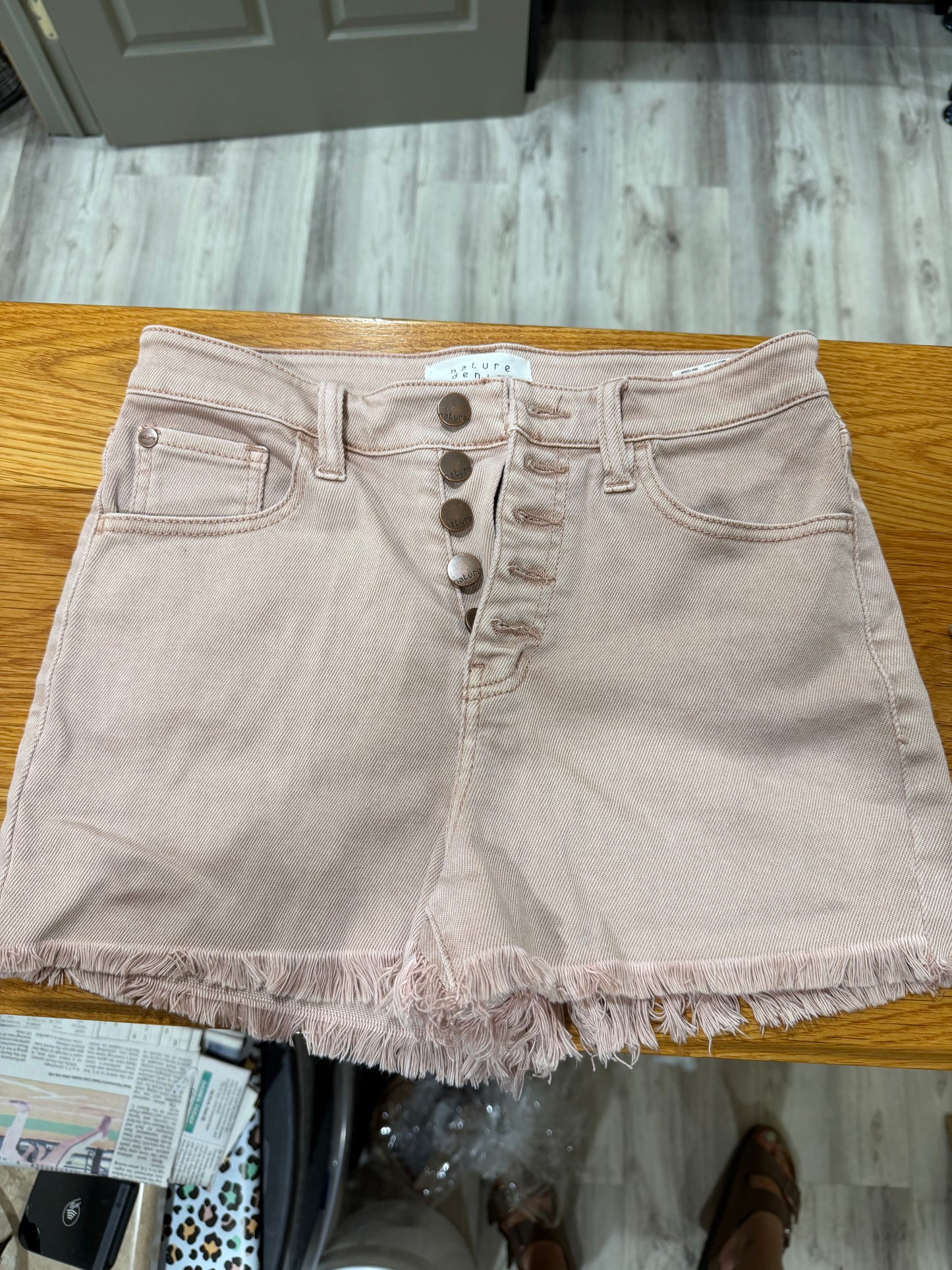 rose colored jean shorts