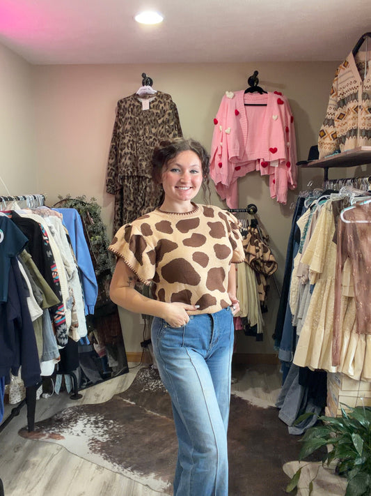 cow print sweater top
