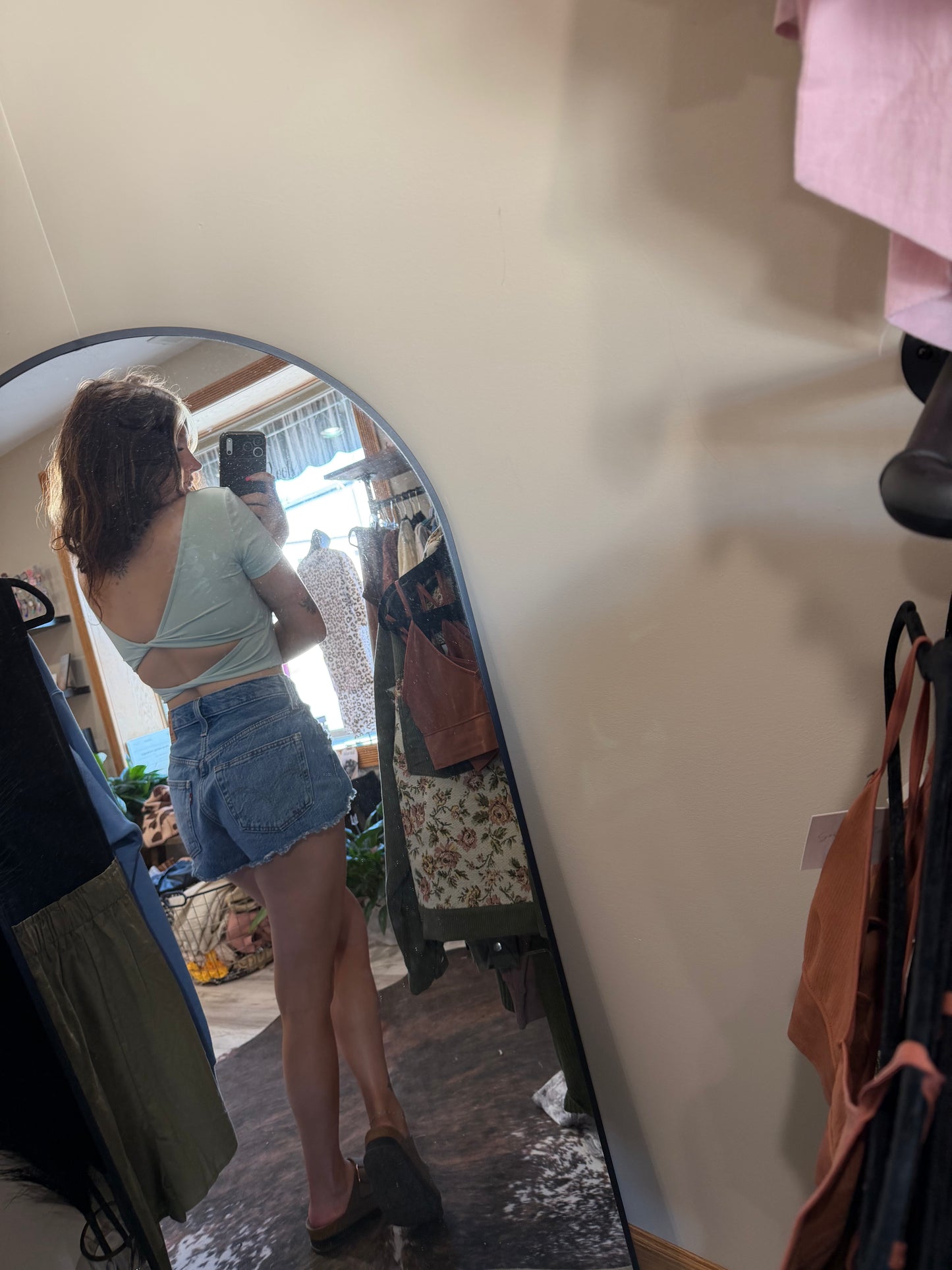 mint twist back top