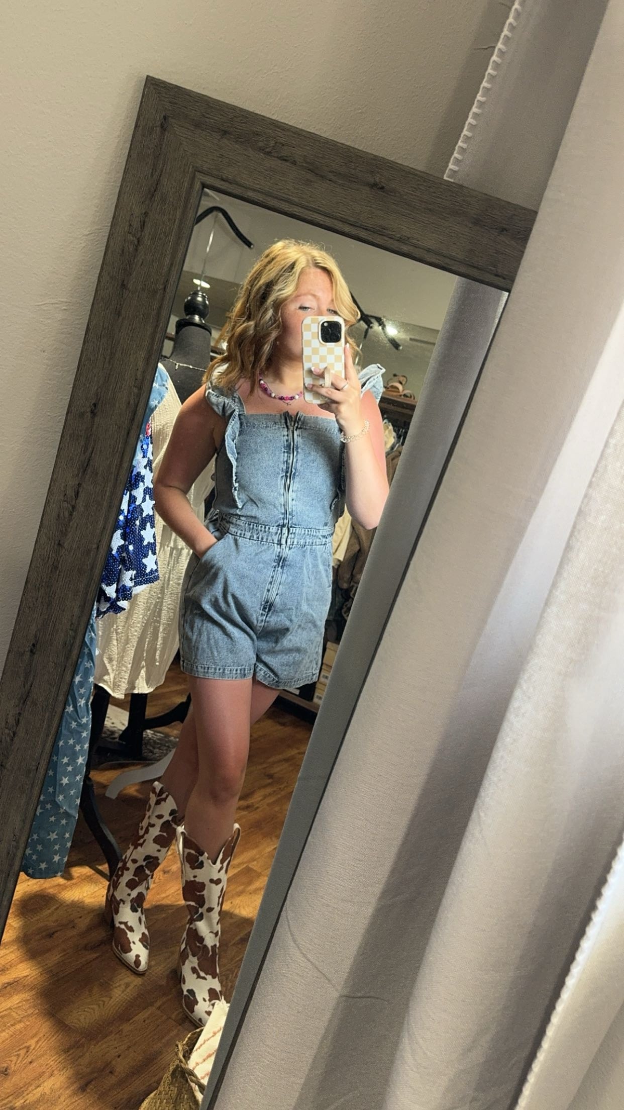 Ruffle Denim Romper