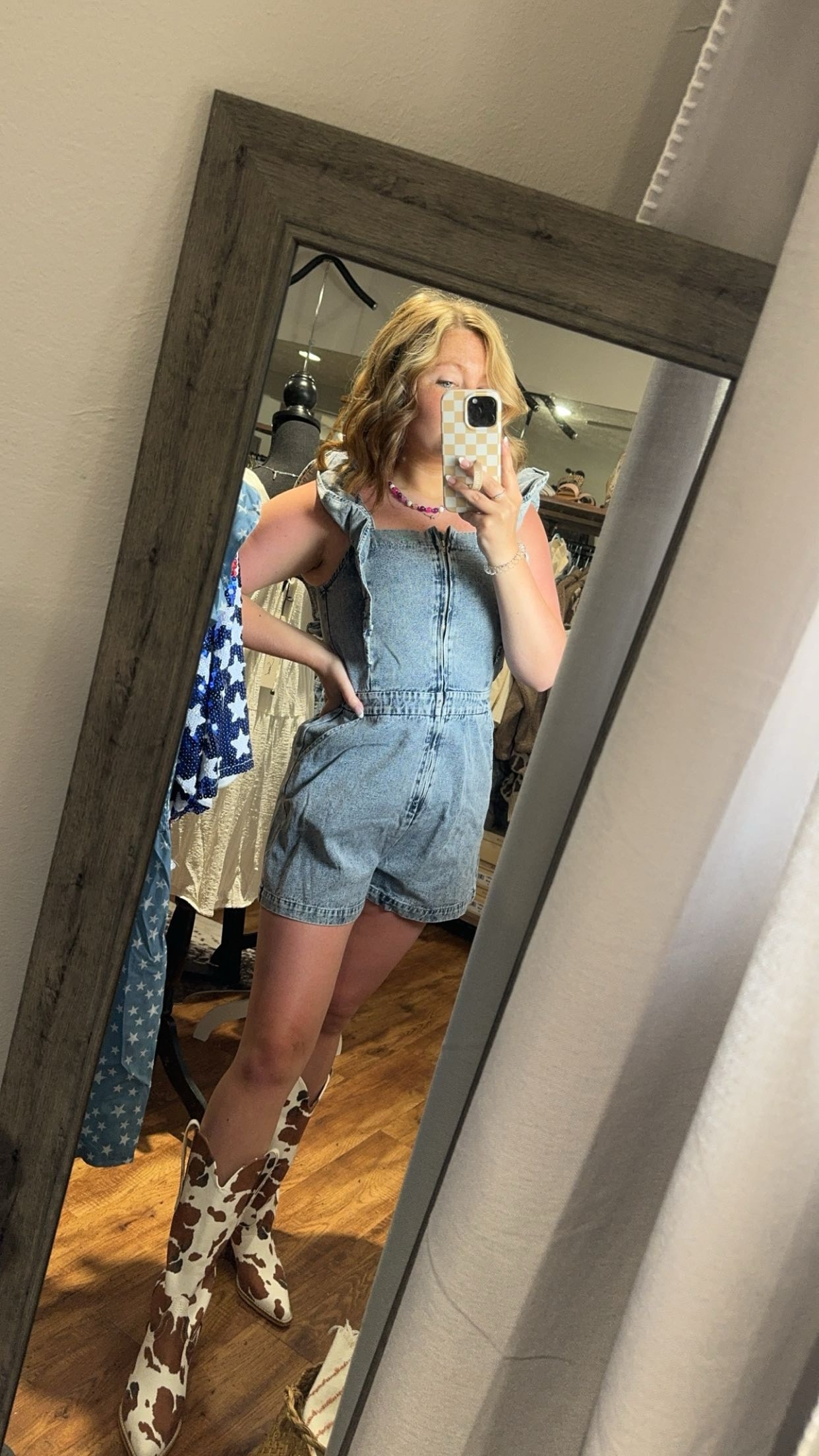 Ruffle Denim Romper