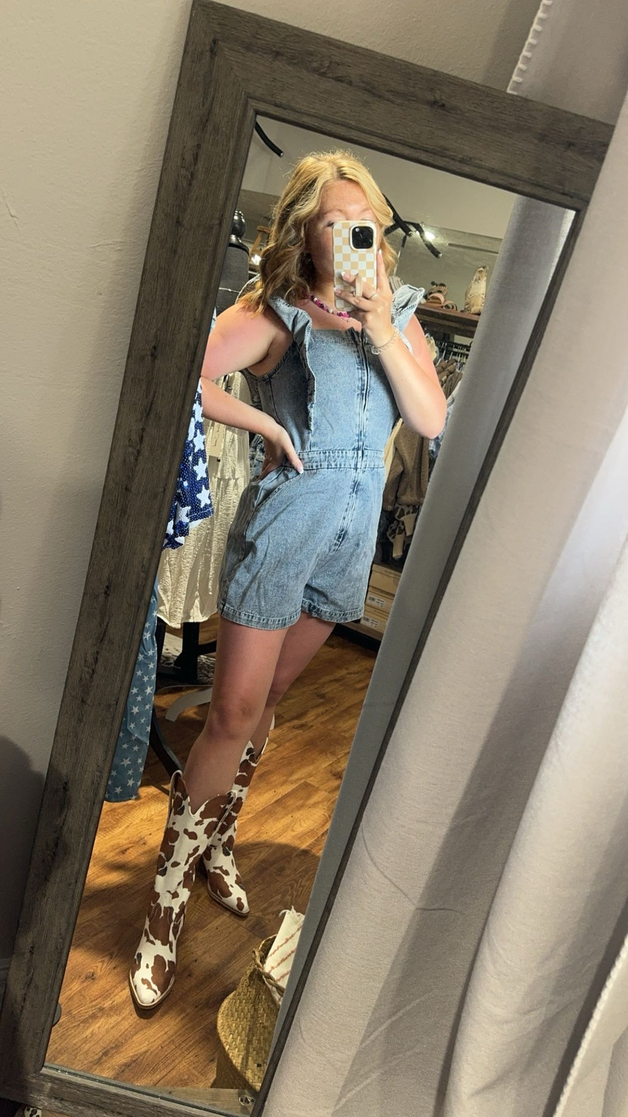 Ruffle Denim Romper