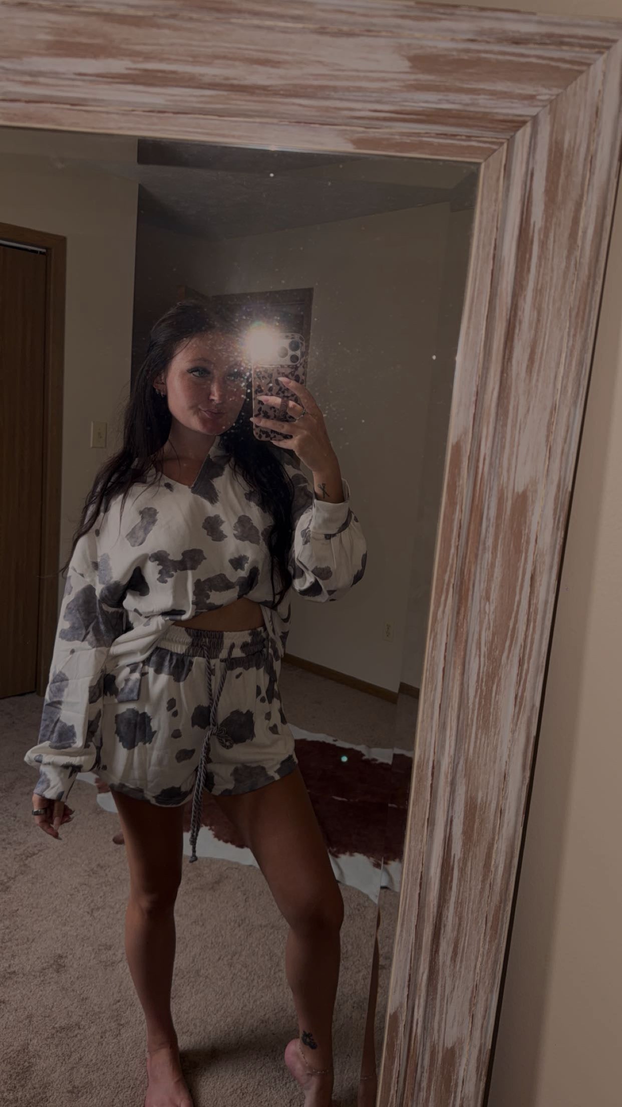 grey cowprint set