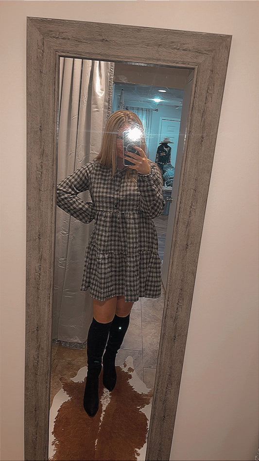 Love Plaid Babydoll Dress